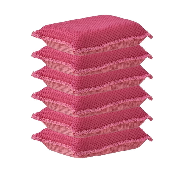 Superio Miracle Microfiber Dish Sponge 6-Pack, Non-Scratch, Reusable - Red