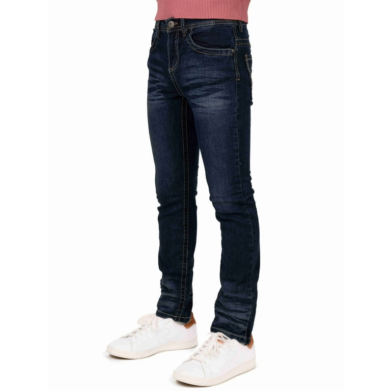 CULTURA Skinny Jeans for Boys Big Boys Teens Slim Wash Denim Pants, Blue  -Thick Stitch, Size 12