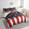 thumbnail image 3 of Manfei Blue Red Stars Bed in a Bag King Size,Splatter Ink Bed Set,Red White Lines Bedding King Size,Super Cozy Room Decorative Reversible,7 Pieces, 3 of 7