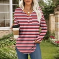 thumbnail image 7 of Womens Long Sleeve Henley Shirts Curved Hem Casual Striped Tunic Tops with Pocket Fall Winter Trendy Clothes, L Red, 7 of 7