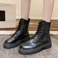 thumbnail image 2 of NECHOLOGY Botas Mujer Zapatos Botines para mujer Botines de de otoño e invierno para mujer, suela gruesa, tacón bajo, antideslizante, punta redonda, con cordones, estilo informal (Black, 7.5), 2 of 7