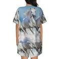 thumbnail image 6 of Haiem Horses Running Through The Water Pattern Pajama Set for Women 2 Piece Lounge Set Short Sleeve Tops and Shorts Soft Sleepwear-Medium, 6 of 7