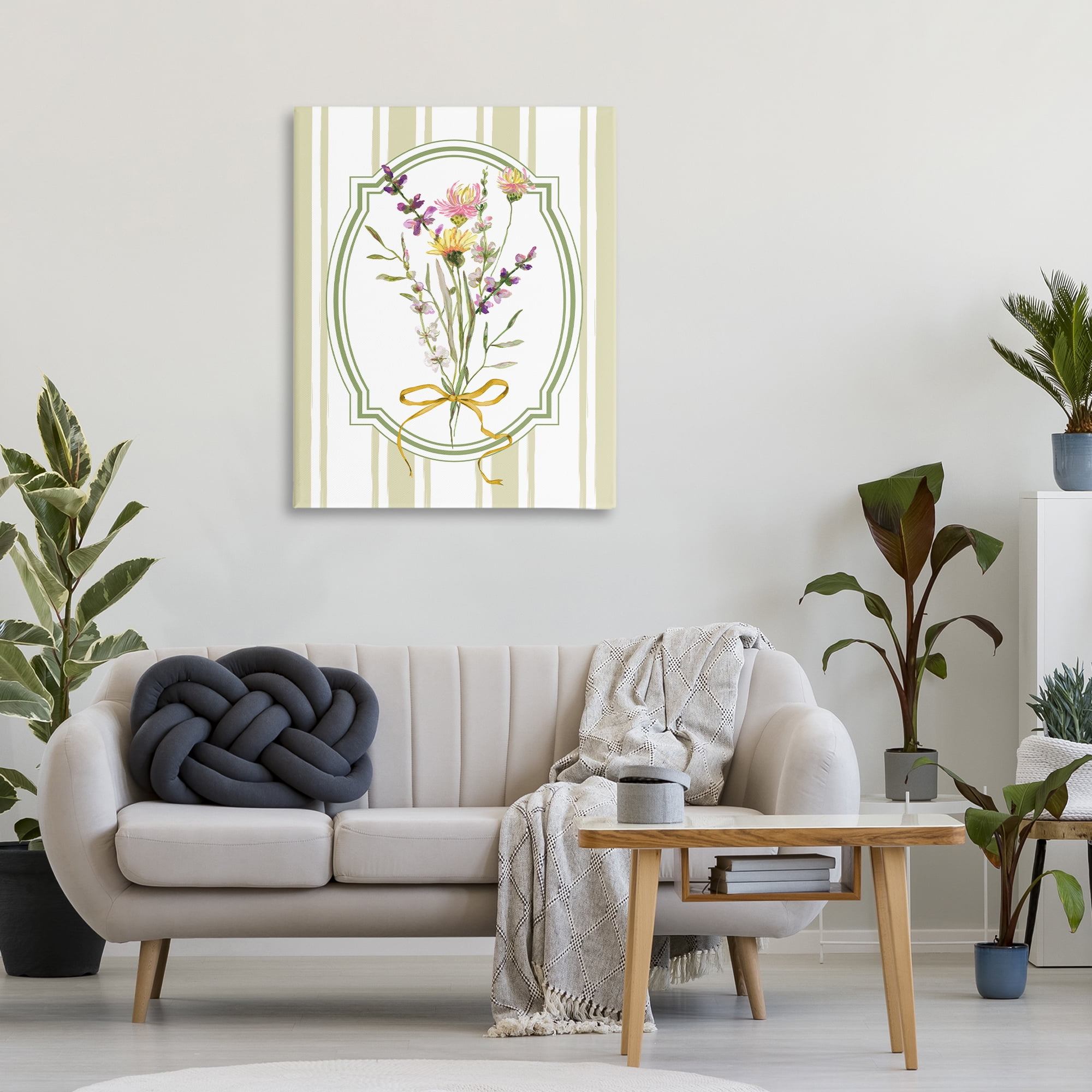 Wildflowers Bouquet Classic Stripes Canvas Wall Art, design by Adonna Ebrahimi