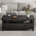 thumbnail image 2 of TEQIN Rustic Coffee Table with Drawers,47" Coffee Table, Living Room Tables with Storage, Wooden Center Table for Reading Playing Room Home Accent Table for Dining Room Apartment, 2 of 7