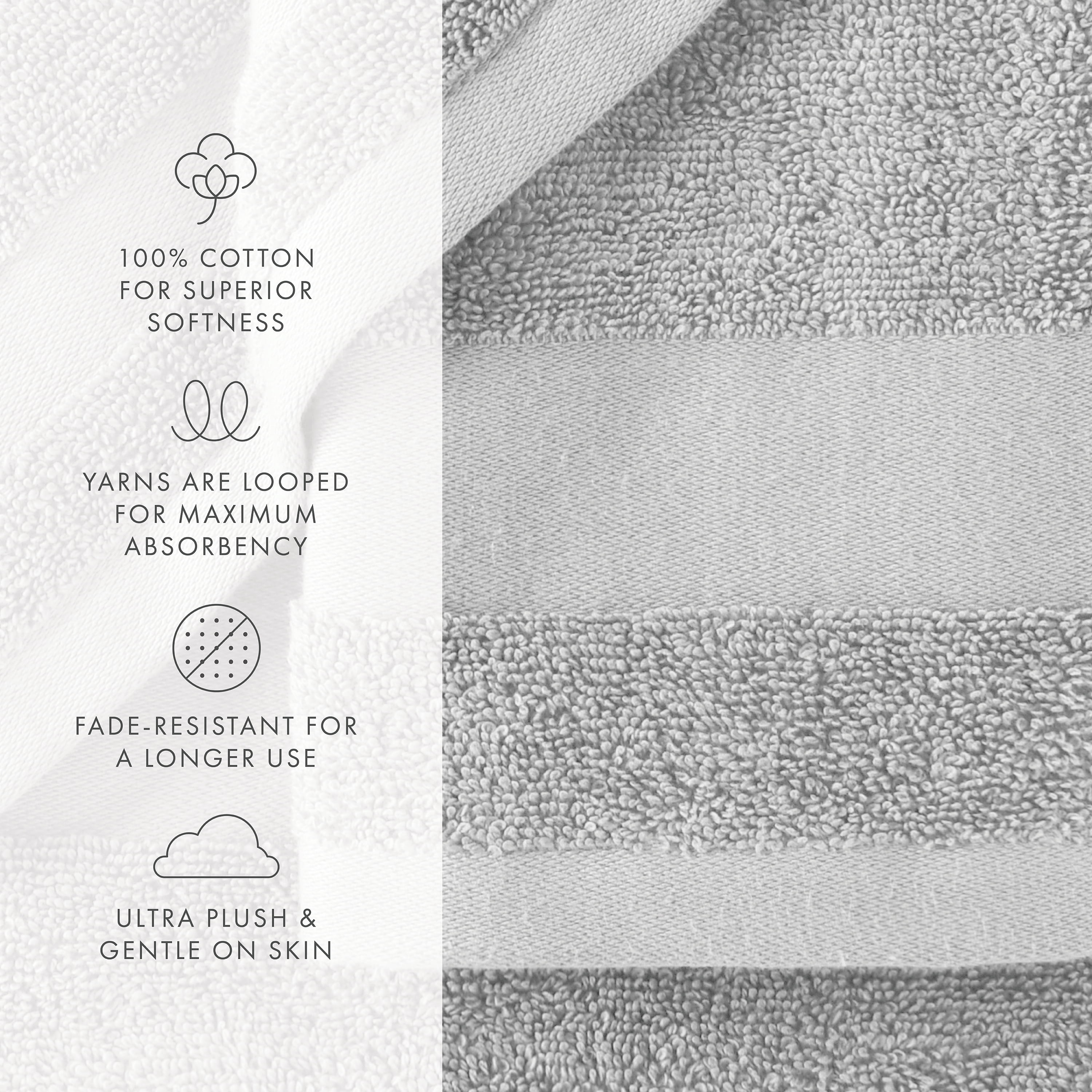 Noble Linens 6 Piece Essential Cotton Bath Towel Set