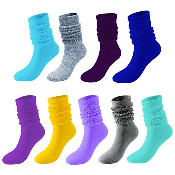 FCLoft Women's 5-Pack Cotton Slouch Socks - Knee-High Scrunch Boot Socks, Extra Long Breathable All-Season Socks