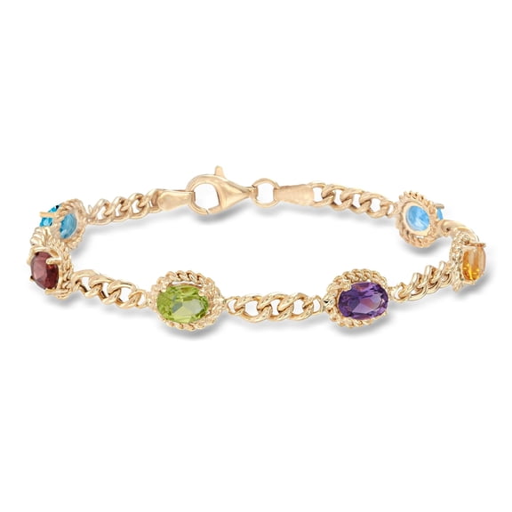 Ross-Simons 5.00 ct. t.w. Multi-Stone Link Bracelet in 18kt Gold Over Sterling Silver, Women's, Adult