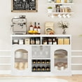 thumbnail image 3 of Modern Coffee Cabinet with Led Lights, White Bar Cabinet with 2 Glass Doors, Coffee Bar Cabinet with Adjustable Shelves, Wine Cabinet with Wine Racks for Kitchen, Dining Room, Living Room, 3 of 6