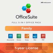 OfficeSuite Family Compatible with Microsoft Office Word Excel & PowerPoint and Adobe PDF for PC Windows 10, 8.1, 8, 7 - 1-year license, 6 users