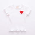 thumbnail image 2 of Shadoumai Girl Shirts Floral Printed Crewneck Shirt Short Sleeve T Shirt Top Classic Fit Preppy Tops Kids Summer Clothing, 2 of 4
