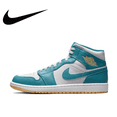 thumbnail image 2 of Zapatillas de baloncesto Nike Air Jordan 1 MID Trendy Retro Mid Top para hombre en color azul y blanco, 2 of 5