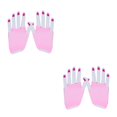 thumbnail image 4 of sweethay Guantes sin dedos para mujeres Accesorios Emo Tejido fino Pulgares Agujeros Actividades al aire libre Suministros para el hogar rosa Rosa claro corto 2Conjunto, 4 of 6