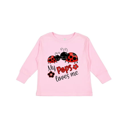 

Inktastic My Pops Loves Me with Cute Ladybugs Boys or Girls Long Sleeve Toddler T-Shirt