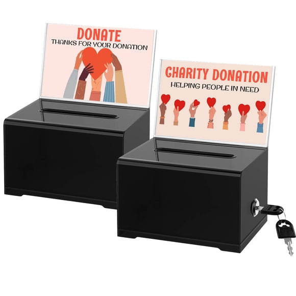 Urna de donaciones THUQ con cerradura y porta letrero 16 x 12 x 10 cm