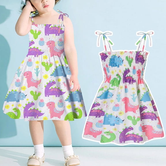 WSMEA Summer Dresses for Girls Strap Beach Sleeveless A Line Sun Dress