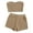 Coffee, variant on Women's Knitted 2 Piece Outfit Ribbed Crop Top Sleeveless Bandeau Tube Tops and Track Shorts Set