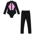 thumbnail image 3 of TiaoBug Kids Girls Rhinestone Color Block Gymnastic Dance Leotard Skating Jumpsuit with Leggings Set Pink 16, 3 of 6