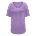 thumbnail image 4 of Ujnder Women's Comfortable Solid Color V Neck Short Sleeve Sleeping Dress Nightgown Purple XXL, 4 of 4