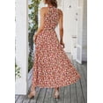 thumbnail image 4 of PRETTYGARDEN Women's Summer Floral Maxi Sun Dress Sleeveless Halter Neck Flowy Ruffle Hem Long Boho Dresses with Belt, 4 of 8