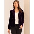 thumbnail image 2 of Chaqueta tipo blazer Allegra K terciopelo con cuello de solapa y cinturón para oficina de trabajo mujer Púrpura XS, 2 of 6