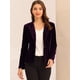 thumbnail image 2 of Chaqueta tipo blazer Allegra K de terciopelo con cinturón para oficina de trabajo mujer Púrpura M, 2 of 6