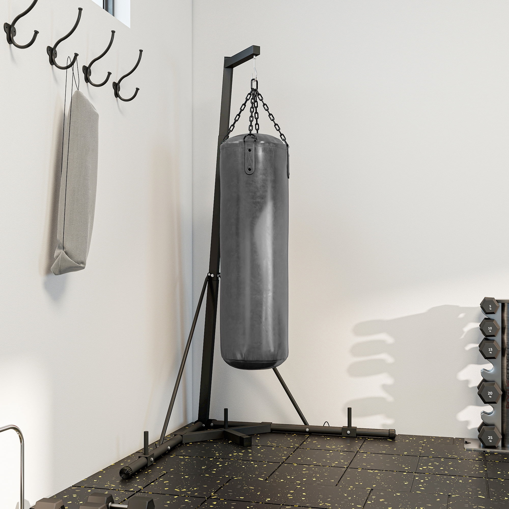 LuckyNote Foldable Punching Bag Stand, Heavy Bag Stand with Adjustable Height & Weighted Base for Boxing, Home Gym, Speed Bag Platform