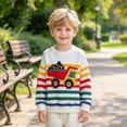 thumbnail image 5 of Gerichy Kids Crewneck Sweatshirt Boys Pullover Sweater Long Sleeve Shirts Dinosaur Striped Truck Top Clothes 2T-8T, 5 of 7