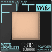 Maybelline Fit Me Matte Poreless Pressed Face Powder Makeup, Sun Beige, 0.29 oz