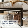thumbnail image 4 of Allewie Queen Size Metal Platform Bed Frame with Diamond-Tufted Fabric Headboard, Dark Grey, 4 of 7
