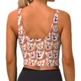 thumbnail image 4 of Picia Corgi Head with Floal Sports Bra for Women,Padded Strappy Sports Bras Medium Support Yoga Bra with Removable Cups,Running Yoga Bra-, 4 of 9