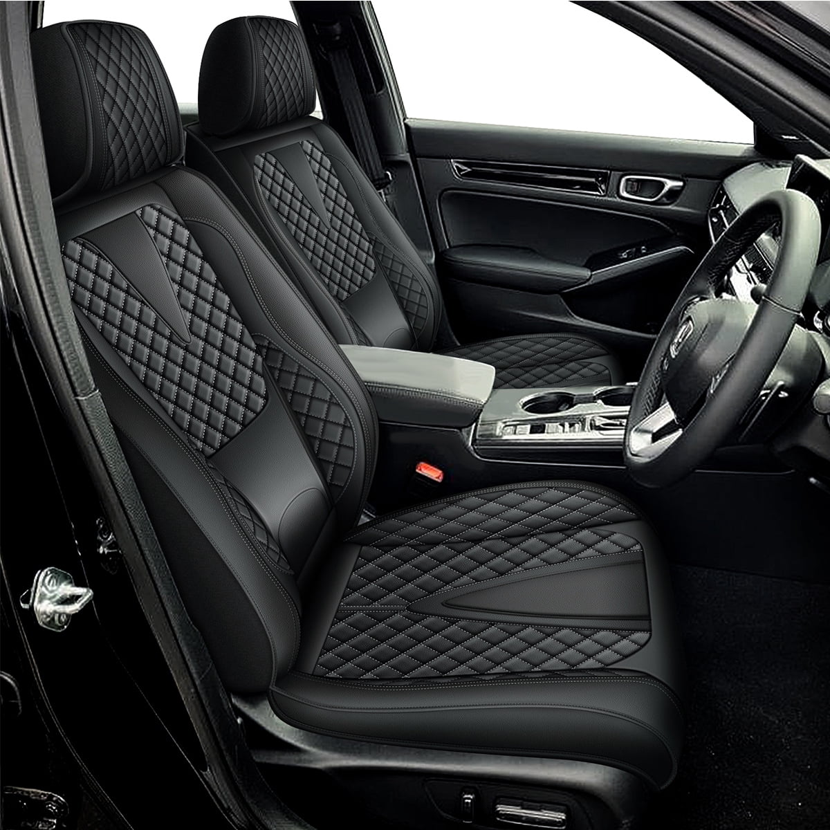 HQBQBUG Car Seat Cover Front Seats Only Fit for Chevrolet/Chevy Camaro 2000-2025 Leather Seat Cover Cushion Compatible Airbag,Automotive Luxury Interior Black,Front Seat
