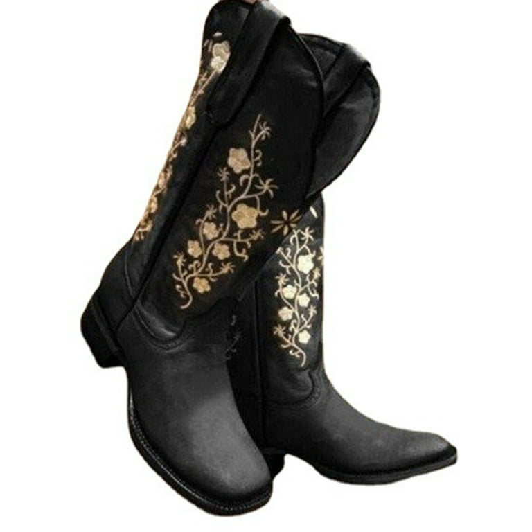 Knee High Pull On Tabs Boots with Artificial Short Fleece Round