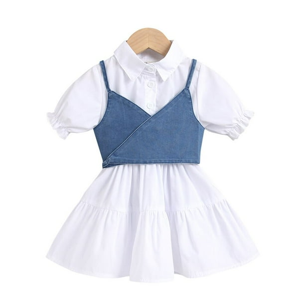 Vestidos de niña pequeña Vestido de mezclilla de manga larga para niñas Ropa Tutu Vestido de fiesta Vestido de fiesta Primavera Otoño Ropa de bebé Vestidos4T (Etiqueta 120) Gao Jinjia LED