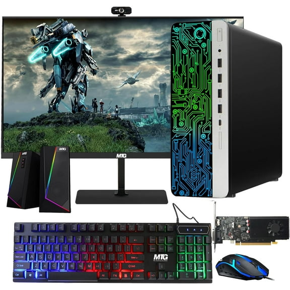 Restored HP G3 Gaming Desktop PC,Intel Core i5 4th Gen,GT 1030 Graphics,16GB RAM,240GB SSD,MTG New 27 Inch Monitor,RGB Keyboard Mouse,Speaker,Webcam,Windows 11 Pro