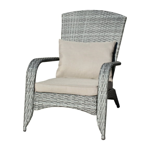 Historyli Go5H Outdoor Wicker Chair With Seat And Back Cushions Wide Armrest Rattan Upholstered Armchair For Bedroom Swimming Pool Courtyard