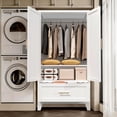 thumbnail image 7 of White Steel Armoire with Drawer, Hanging Rod & Adjustable Shelf, 31.5 in L x 17.72 in W x 60.16 in H, 7 of 7