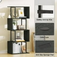 thumbnail image 6 of Furologee Geometric Bookshelf 5 Tier Bookcase, Industrial S-Shaped Display Storage Shelf for Small Space, Tall Metal Wood Decorative Standing Shelves for Bedroom, Living Room, Office, Black Oak, 6 of 17