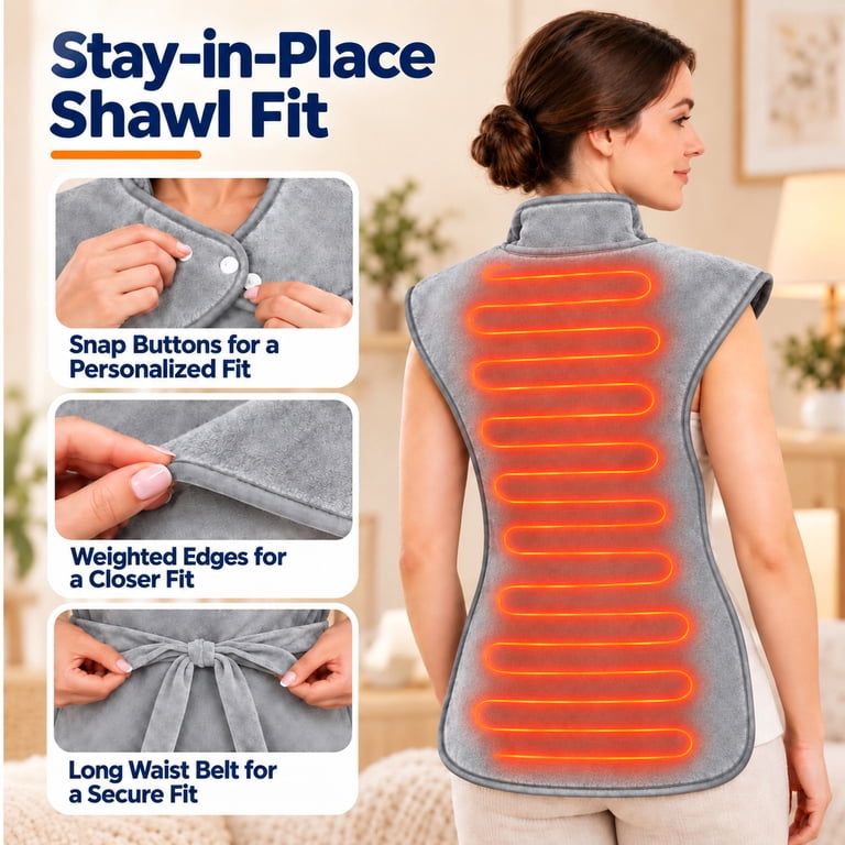 Amumu Shoulder and Neck Heating Pad Wrap, 37" x 24" photo 5