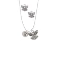 thumbnail image 2 of Delight Jewelry Silvertone Disc 1/2'' Number - 2 - Silver tone Guardian Angel Charm Necklace and Stud Earrings, 2 of 4