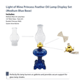 thumbnail image 4 of Light Of Mine Princess Feather Oil Lamp Ornate Decorative Antique Pedestal Style Glass Oil Hurricane Lamp Clear with 3/4" Wick roll Medium Blue, 4 of 7