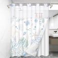 thumbnail image 3 of Ikfashoni Hookless Shower Curtain with Snap in Liner, Blue Ocean No Hook Waterproof Bath Curtain, 71"X74", 3 of 9