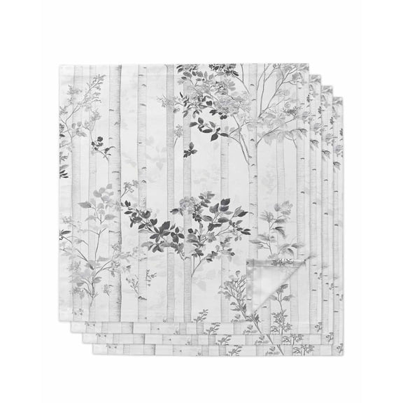 nqOlkjepod Grey Branches Forest Cloth Napkins Set of 4 Reusable Dinner Napkins, Gray Tree Watercolor Cocktail Napkin Washable Table Napkins for Wedding/Holiday Party/Baby Shower 20"x20"