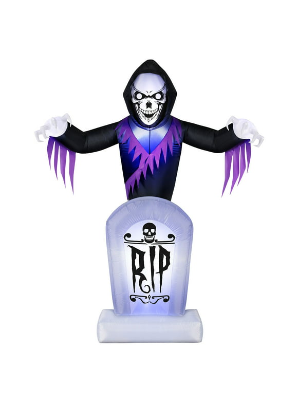 Occasions 8 Ft LED Inflatable Halloween Grave & Grim Reaper Yard Decoration