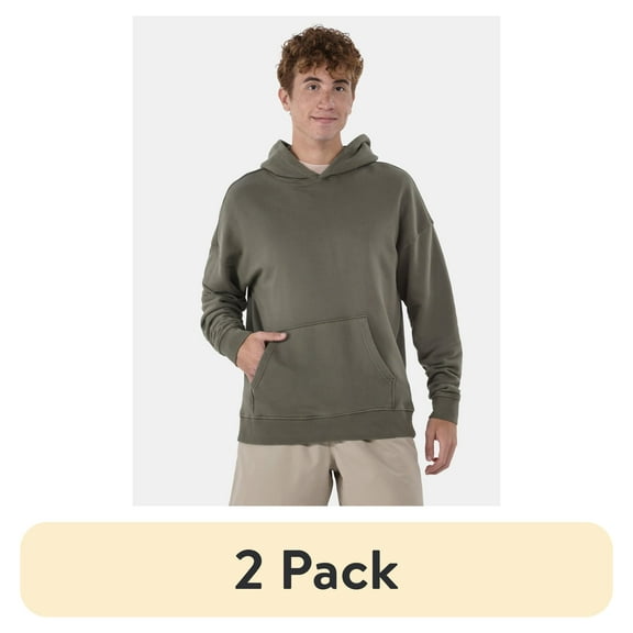 (2 pack) No Boundaries All Gender Oversized Fleece Hoodie Sweatshirt, 1 or 2-Pack, Men's