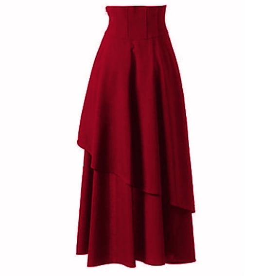 Npasoilc Gothic Layered Punk Lace Irregular Party Long Skirt for Women Half Skirt