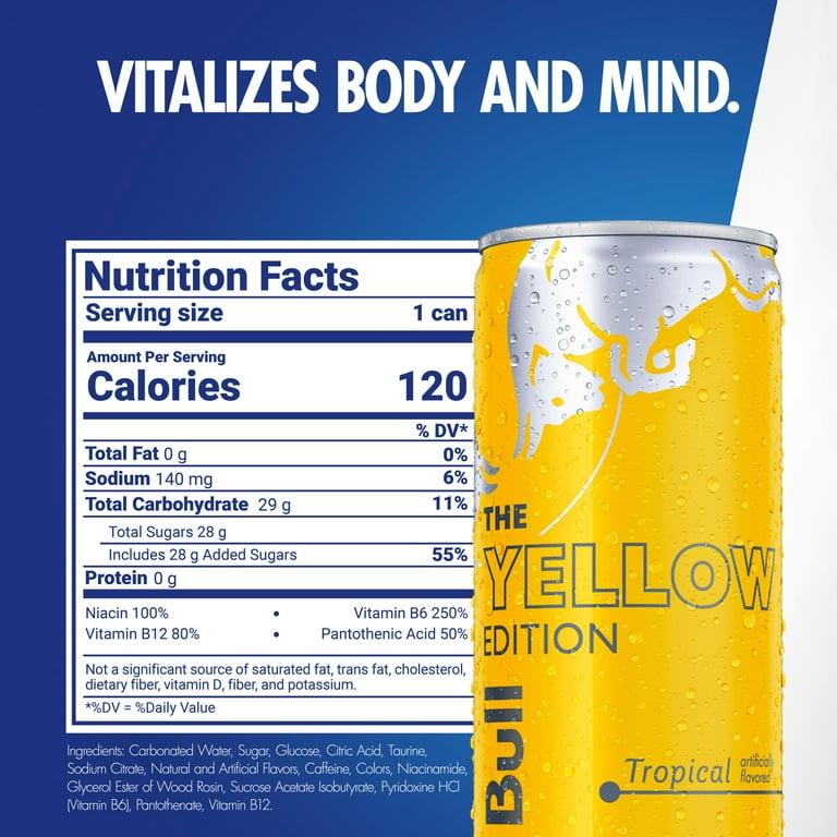 Red Bull Yellow Edition Energy Drink, Tropical, 80mg