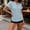 Sky Blue, variant on Sevevn Women's V Neck Button Down Short Sleeve Blouse Casual Loose Fit Eyelet Embroidery Tunic Tops Green M