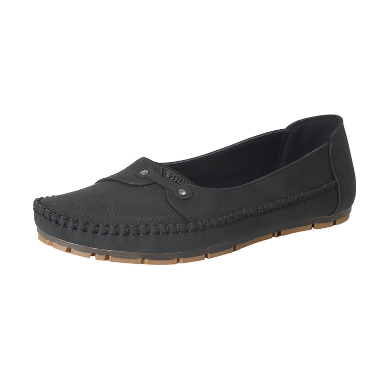 Womens Penny Loafers Vintage Pattern Round Toe Stitching  display picture 3