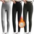 thumbnail image 4 of ManxiVoo Leggings for Women Fleece Lined Leggings Women High Waisted Thick Warm Soft Pants Thermal Casual Reg & Plus Size Fleece Lined Leggings Dark Gray1 L, 4 of 9