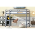 thumbnail image 3 of Grey Twin Loft Bed With Guardrail And Built-in Desk, Made Of Quality Rubber Wood For A Stable Bedroom Experience Size In Grey, Crafted From Solid, 3 of 7
